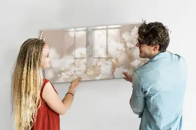 Tablă magnetică cu ștergere uscată model cu flori mici albe