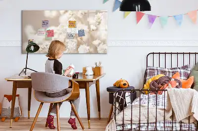 Tablă magnetică cu ștergere uscată model cu flori mici albe