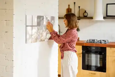 Tablă magnetică cu ștergere uscată model cu flori mici albe
