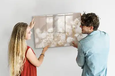 Tablă magnetică cu ștergere uscată model cu flori mici albe