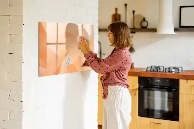 Tablă magnetică cu ștergere uscată cu model de abstracție de triunghi