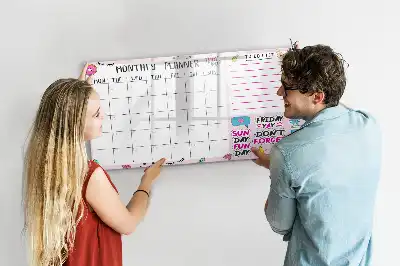Tablă magnetică planificator lunar cu ștergere uscată