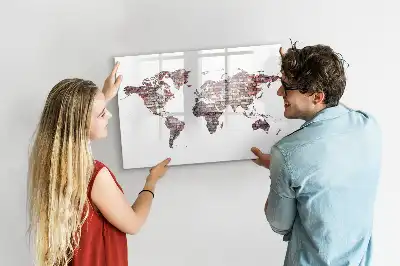Tablă magnetică cu ștergere uscată cu harta lumii imprimată pe cărămidă