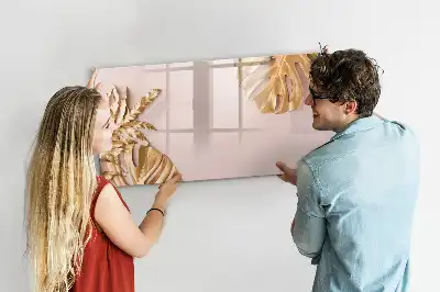 Tablă magnetică cu ștergere uscată cu model de frunze tropicale aurii