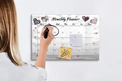 Tablă magnetică cu ștergere uscată planificator lunar elegant