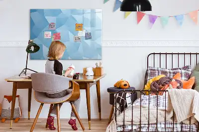 Tablă magnetică cu ștergere uscată cu model de abstracție cu triunghiuri