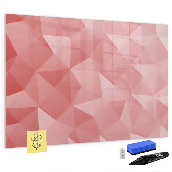 Tablă magnetică cu ștergere uscată cu model abstract de triunghiuri