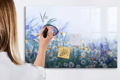 Tablă magnetică cu ștergere uscată cu model fluture pe pajiște