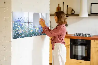Tablă magnetică cu ștergere uscată cu model fluture pe pajiște