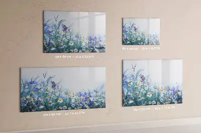Tablă magnetică cu ștergere uscată cu model fluture pe pajiște