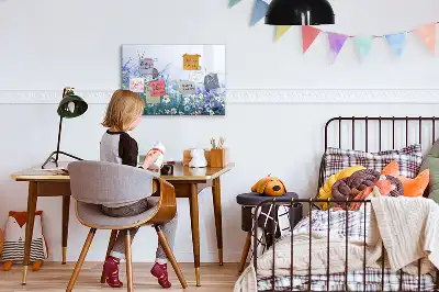 Tablă magnetică cu ștergere uscată cu model fluture pe pajiște