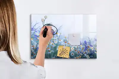 Tablă magnetică cu ștergere uscată cu model fluture pe pajiște
