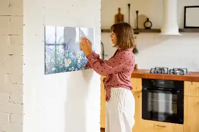 Tablă magnetică cu ștergere uscată cu model fluture pe pajiște