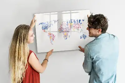 Tablă magnetică cu ștergere uscată cu model hartă a lumii