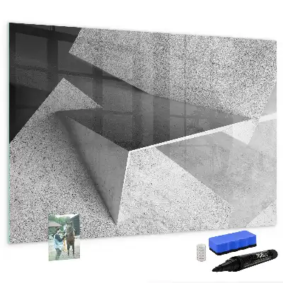 Tablă magnetică cu ștergere uscată cu model abstracție de triunghi
