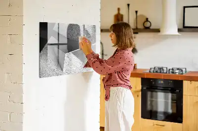 Tablă magnetică cu ștergere uscată cu model abstracție de triunghi