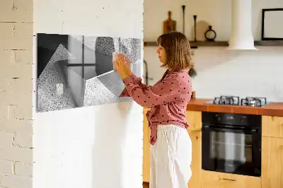 Tablă magnetică cu ștergere uscată cu model abstracție de triunghi
