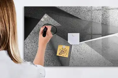 Tablă magnetică cu ștergere uscată cu model abstracție de triunghi