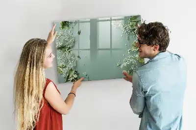 Tablă magnetică cu ștergere uscată model cu flori delicate