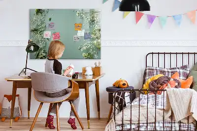 Tablă magnetică cu ștergere uscată model cu flori delicate