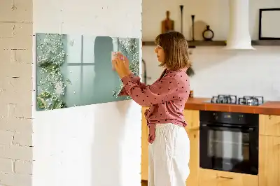 Tablă magnetică cu ștergere uscată model cu flori delicate