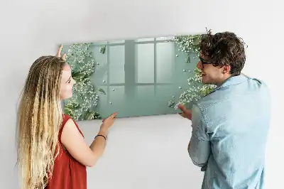Tablă magnetică cu ștergere uscată model cu flori delicate