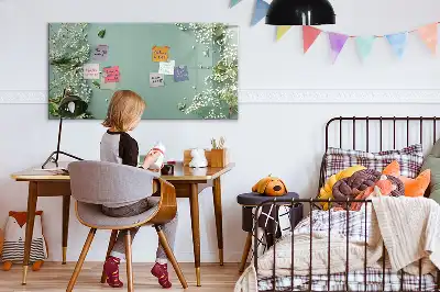 Tablă magnetică cu ștergere uscată model cu flori delicate