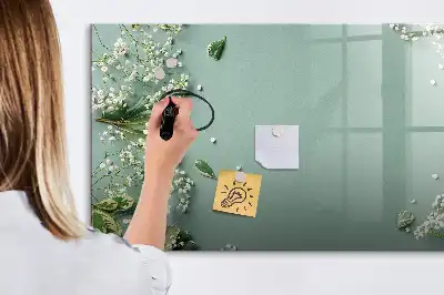 Tablă magnetică cu ștergere uscată model cu flori delicate