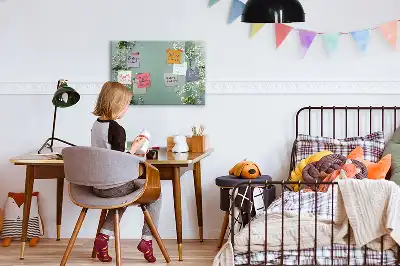 Tablă magnetică cu ștergere uscată model cu flori delicate