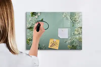Tablă magnetică cu ștergere uscată model cu flori delicate