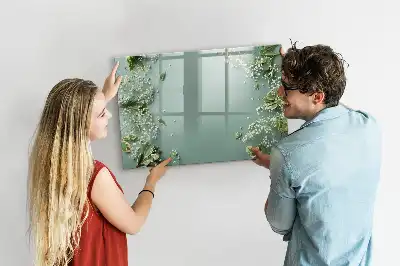 Tablă magnetică cu ștergere uscată model cu flori delicate