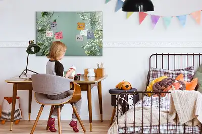 Tablă magnetică cu ștergere uscată model cu flori delicate