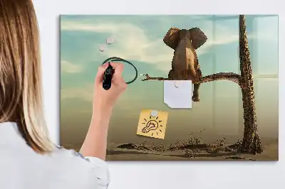 Tablă magnetică cu ștergere uscată cu model elefantul pe copac