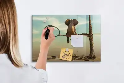 Tablă magnetică cu ștergere uscată cu model elefantul pe copac