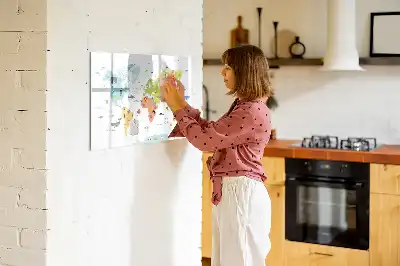 Tablă magnetică cu ștergere uscată model harta lumii animale