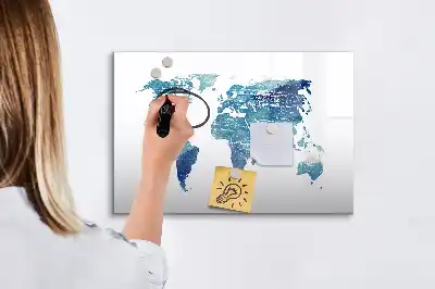 Tablă magnetică harta lumii cu ștergere uscată