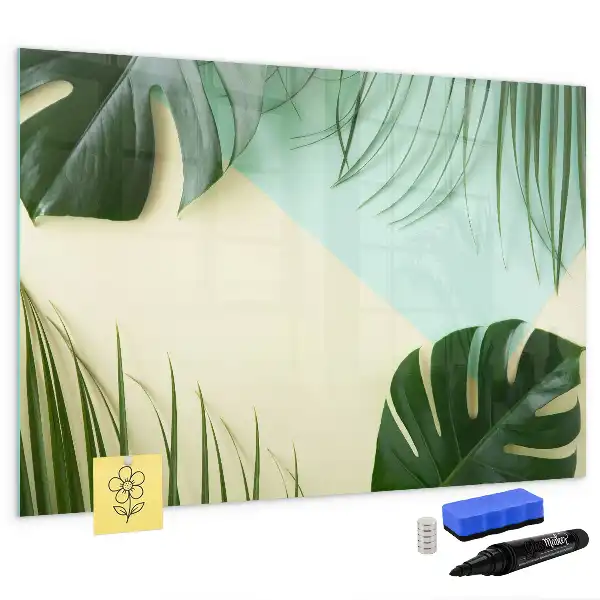 Tablă magnetică cu ștergere uscată cu model frunze de monstera