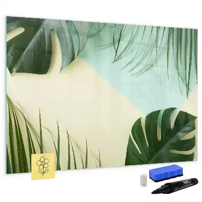 Tablă magnetică cu ștergere uscată cu model frunze de monstera