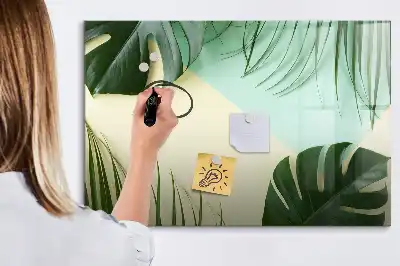 Tablă magnetică cu ștergere uscată cu model frunze de monstera
