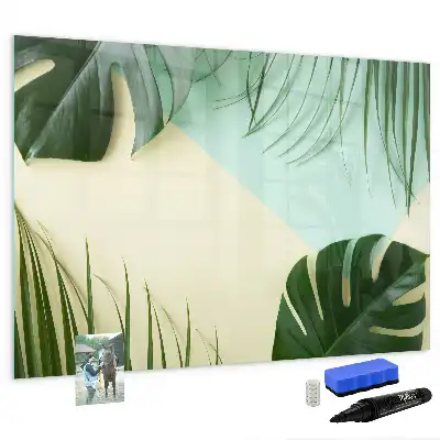 Tablă magnetică cu ștergere uscată cu model frunze de monstera