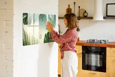 Tablă magnetică cu ștergere uscată cu model frunze de monstera