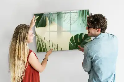 Tablă magnetică cu ștergere uscată cu model frunze de monstera