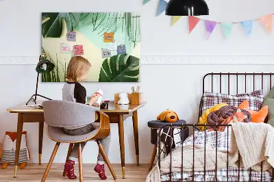 Tablă magnetică cu ștergere uscată cu model frunze de monstera