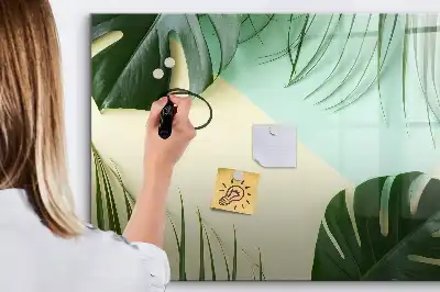 Tablă magnetică cu ștergere uscată cu model frunze de monstera