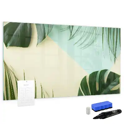 Tablă magnetică cu ștergere uscată cu model frunze de monstera