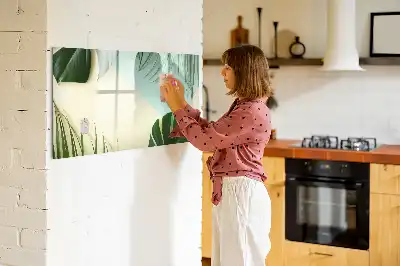Tablă magnetică cu ștergere uscată cu model frunze de monstera