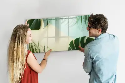 Tablă magnetică cu ștergere uscată cu model frunze de monstera