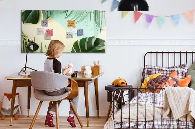 Tablă magnetică cu ștergere uscată cu model frunze de monstera