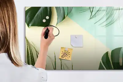 Tablă magnetică cu ștergere uscată cu model frunze de monstera