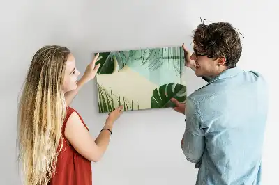 Tablă magnetică cu ștergere uscată cu model frunze de monstera